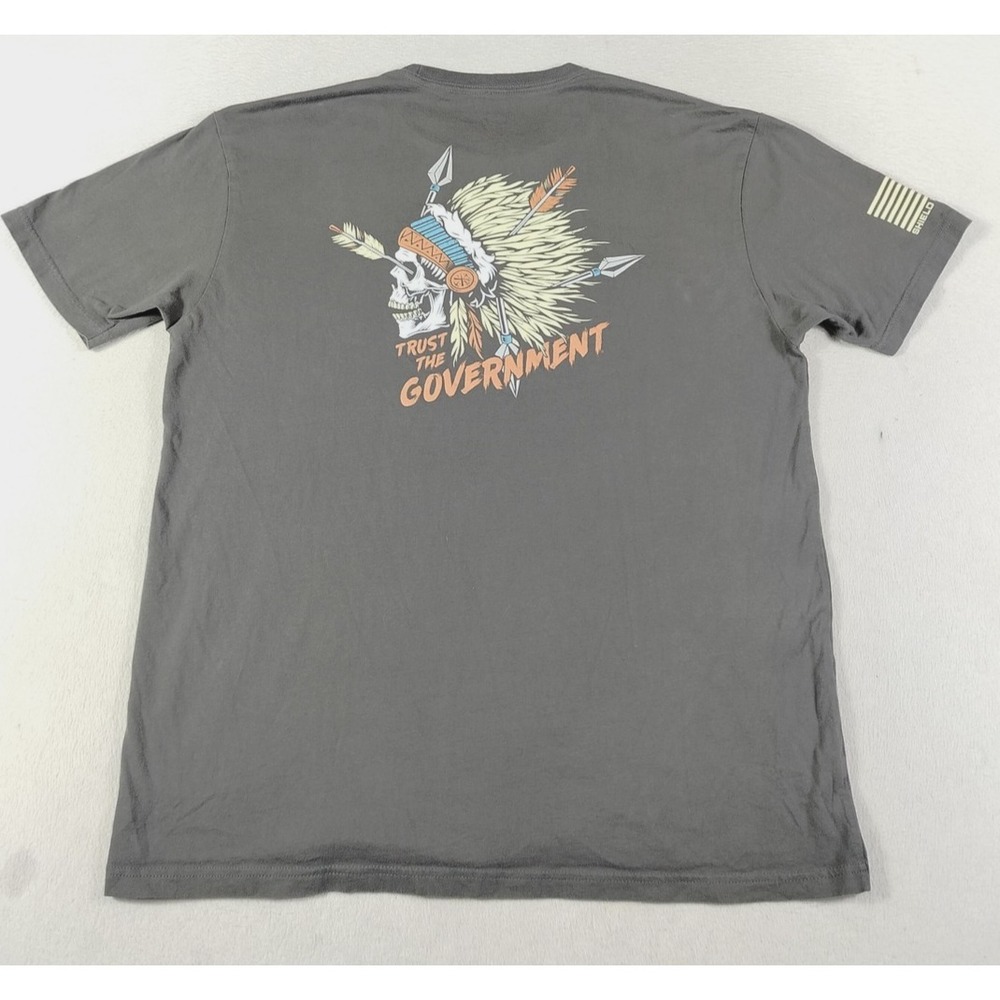 Shield Republic Shirt Mens XL Gray Trust The Government Skull Graphic Tee Flag